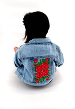 Load image into Gallery viewer, Embroidered Pink Roses Denim Jacket