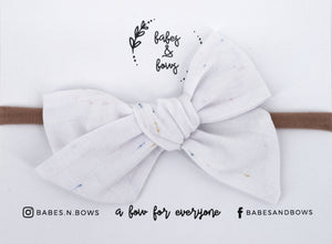 Small Bow Head Band - White